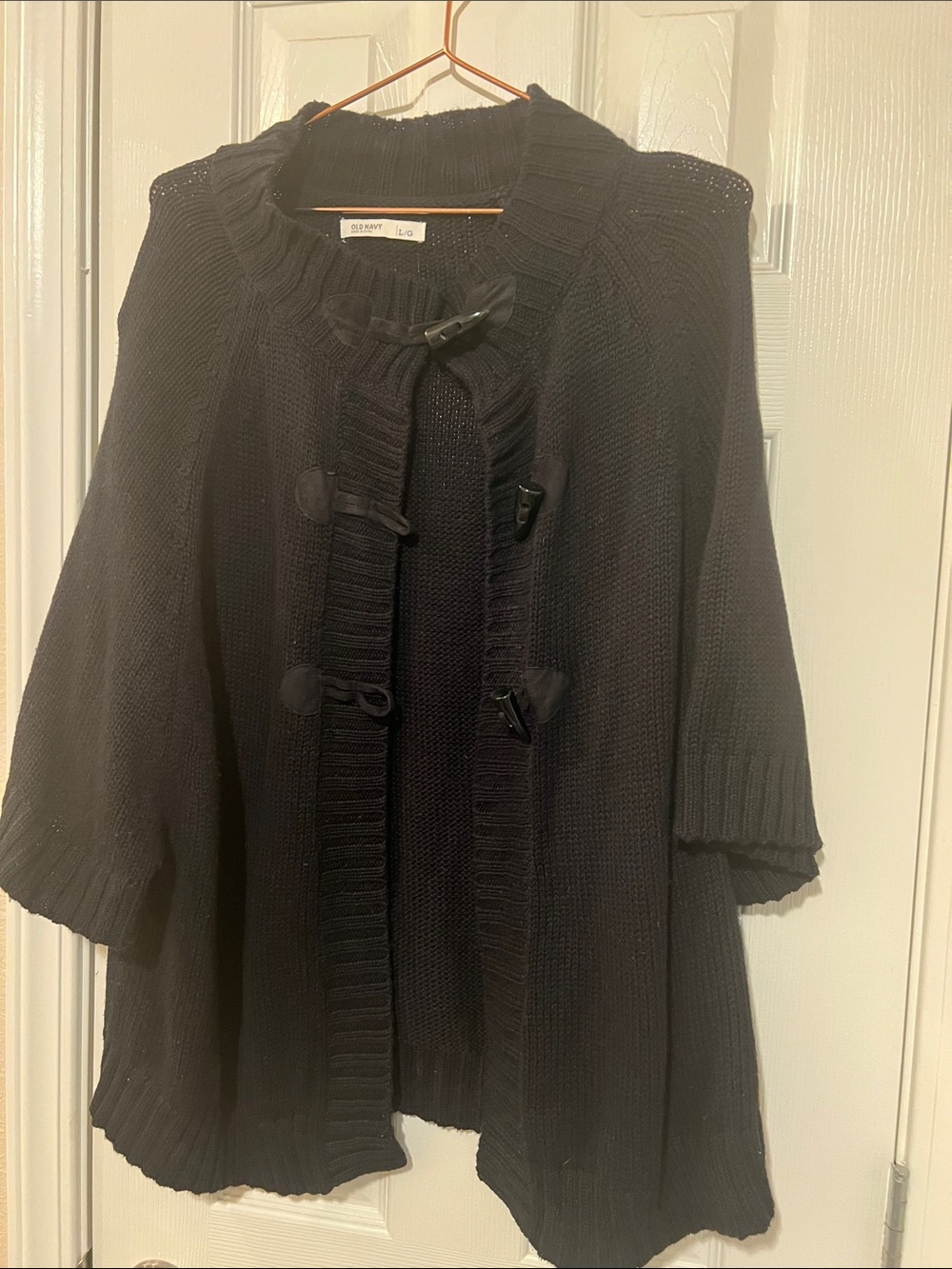 Old Navy Black Toggle-Knit Poncho Sweater